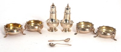 Lot 38 - A George V silver six piece condiment set...