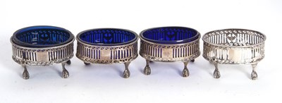 Lot 44 - Four Georgian oval shaped salts, circa 1820,...