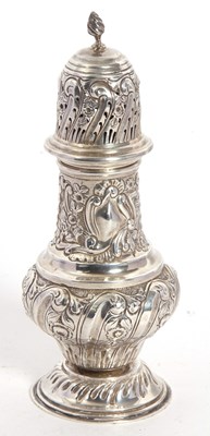 Lot 15 - An large Edwardian silver caster of baluster...