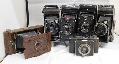 Lot 27 - Six camera's: to include a No.2 Hawkette; a...