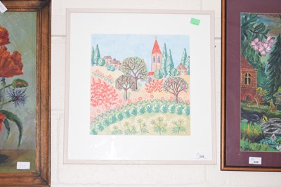 Lot 228 - Collage watercolour framed and glazed of a...