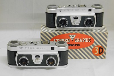 Lot 43 - A Wray Stereo Graphic camera, boxed, together...