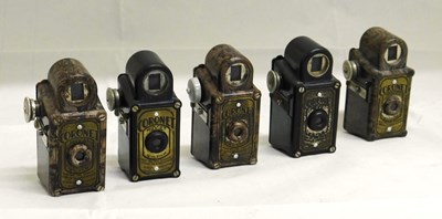 Lot 45 - Five Coronet Midget camera's, two black and...