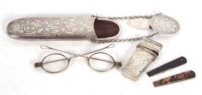 Lot 169 - Mixed Lot: A Victorian silver spectacle case,...