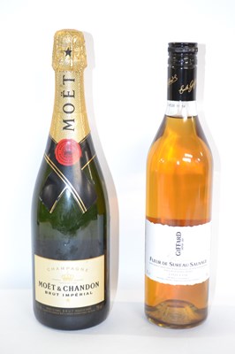 Lot 156 - Two bottles including one bottle of Moet &...