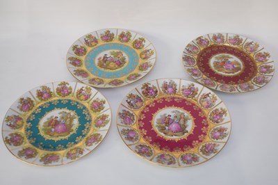 Lot 61 - Group of four Continental porcelain plates,...