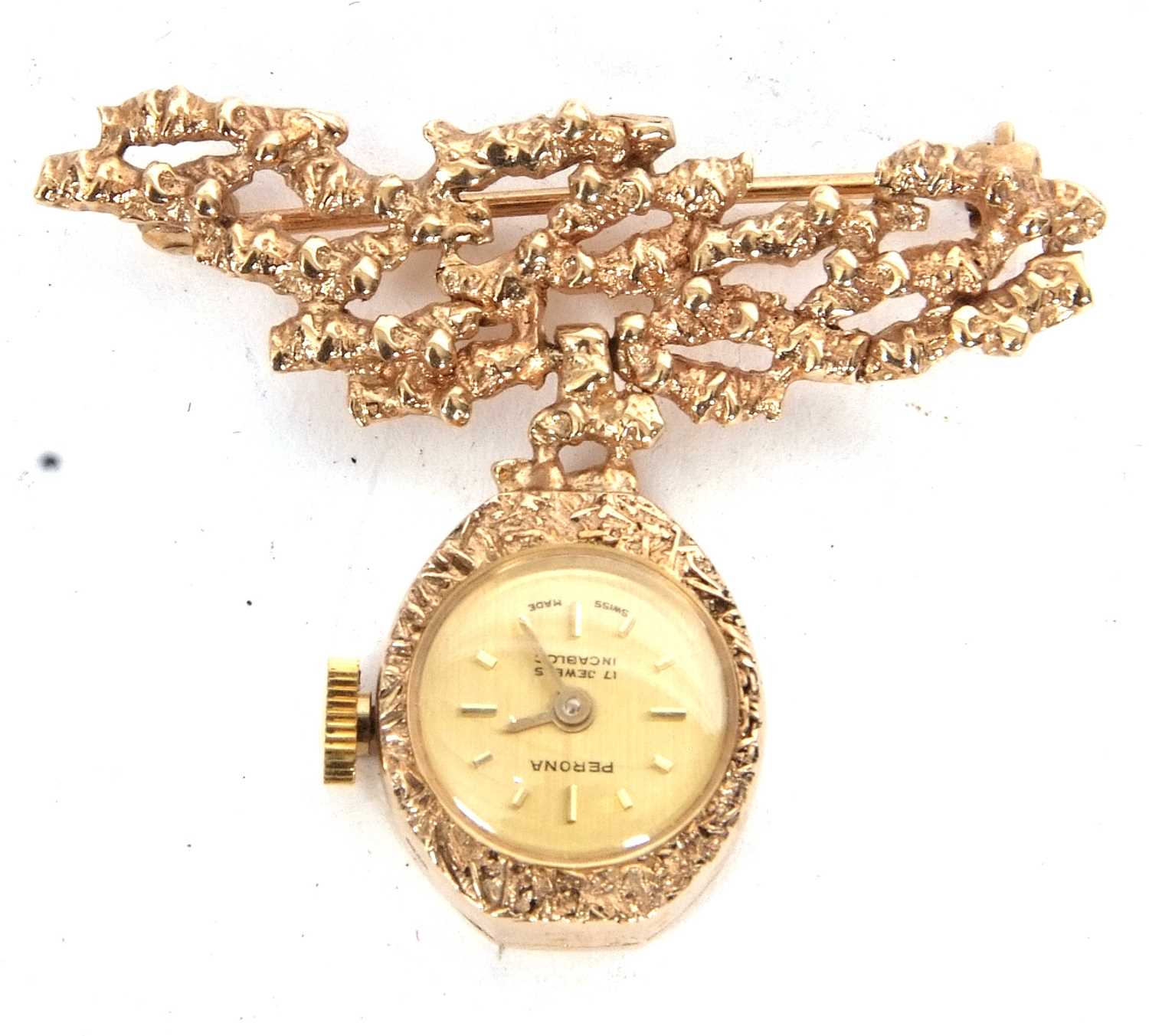 Lot 225 - A 9ct gold cased Perona pin watch, stamped 375...