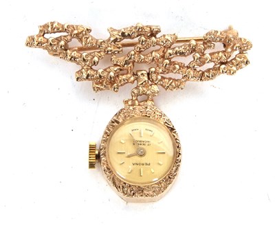 Lot 225 - A 9ct gold cased Perona pin watch, stamped 375...