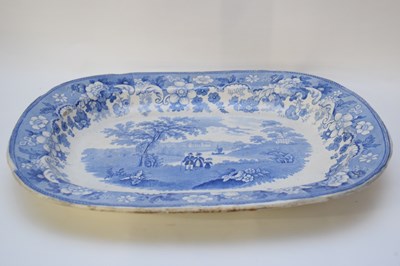 Lot 65 - Large Staffordshire blue and white meat plate...