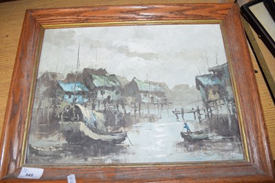 Lot 545 - CONTEMPORARY SCHOOL STUDY OF AN ASIAN HARBOUR...