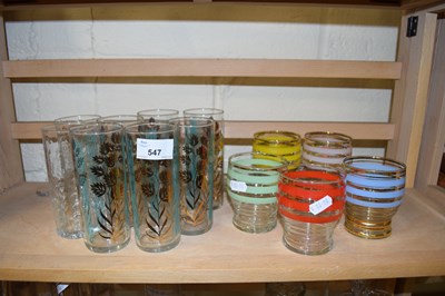 Lot 547 - MIXED LOT OF RETRO MID-CENTURY DRINKING GLASSES