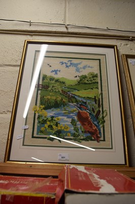 Lot 551 - FRAMED TAPESTRY PICTURE OF A RIVER SCENE WITH...