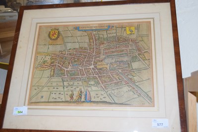 Lot 577 - ANTIQUE COLOURED CONTINENTAL CITY PLAN