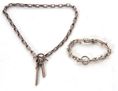 Lot 303 - Two white metal chains, both stamped 925