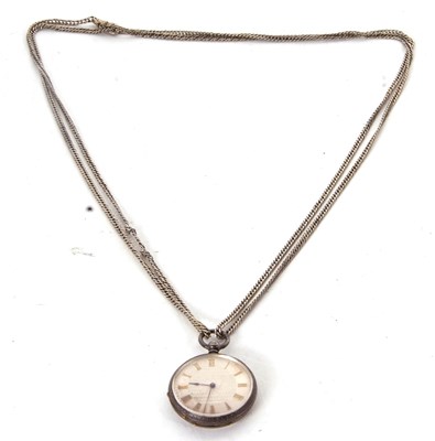 Lot 292 - A silver cased open face pocket watch, key...