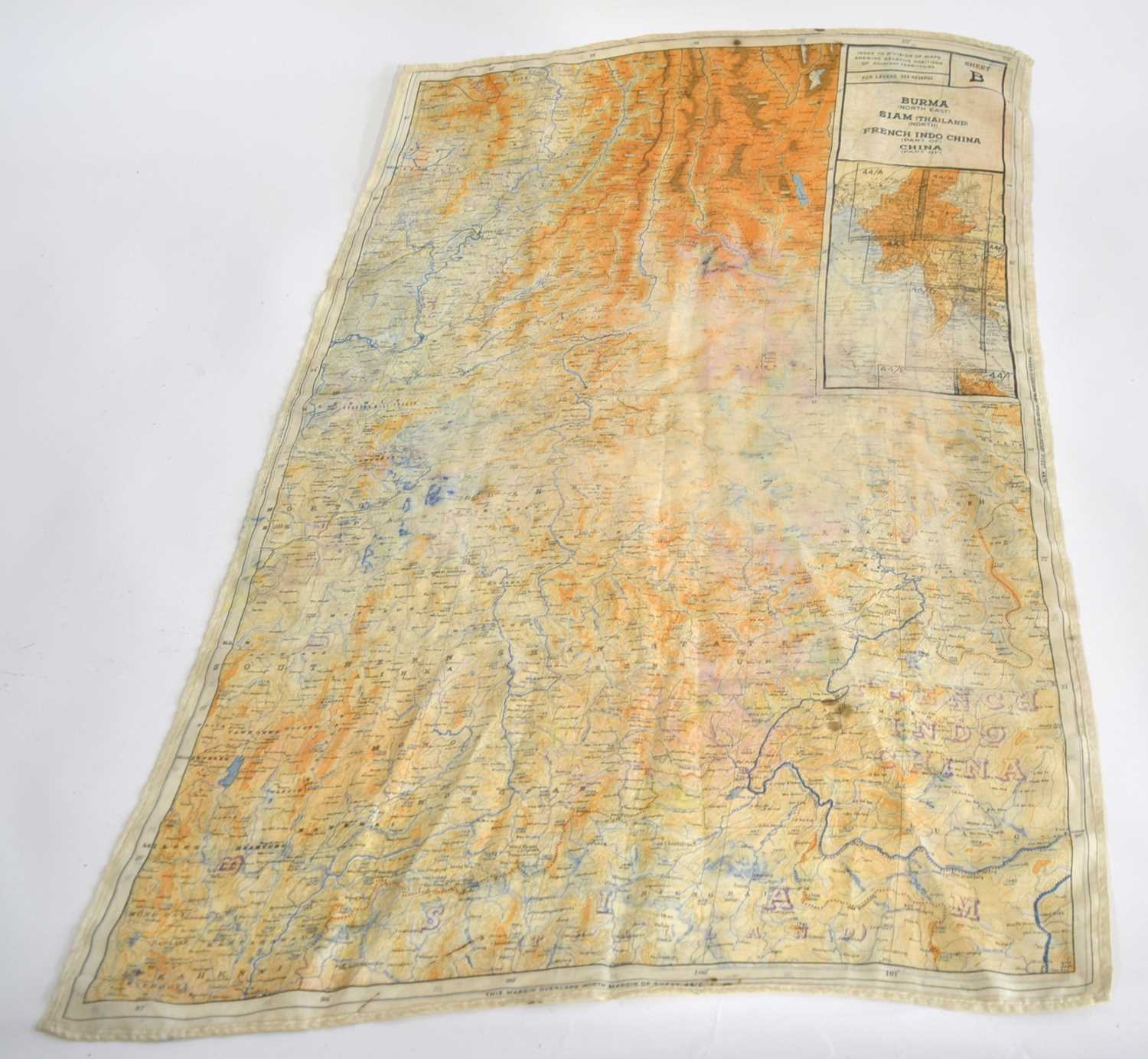 Lot 104 - Second World War Silk escape map of Burma and...