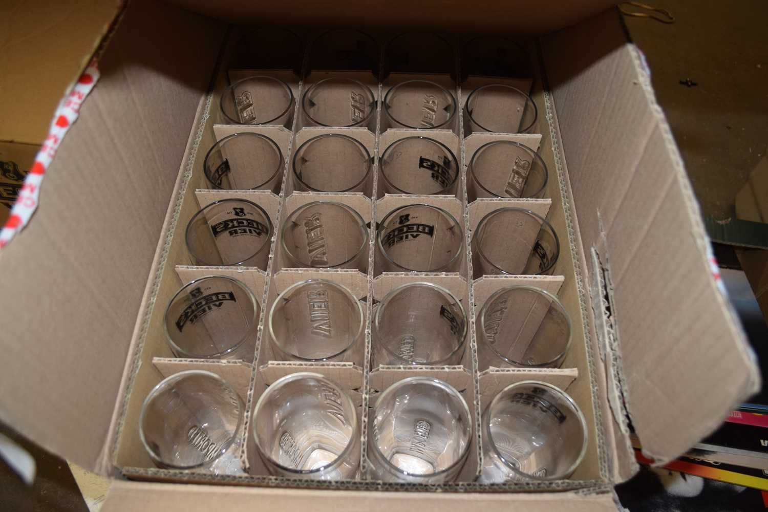 Lot 622 - ONE BOX OF BECKS BEER GLASSES