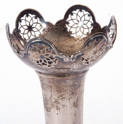 Lot 25 - Edward VII silver vase of trumpet form, having...
