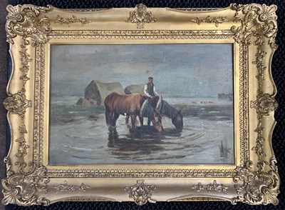 Lot 73 - British School, 19th century, Watering Horses,...