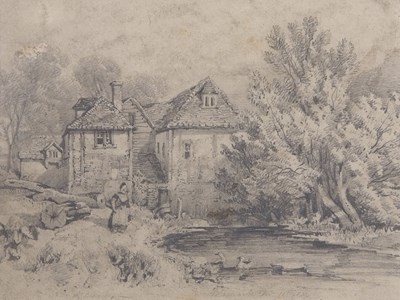 Lot 451 - British School, 19th century, Rural scene with...