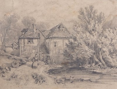 Lot 451 - British School, 19th century, Rural scene with...