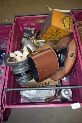 Lot 626 - BOX OF MIXED ITEMS TO INCLUDE VINTAGE GAS MASK,...