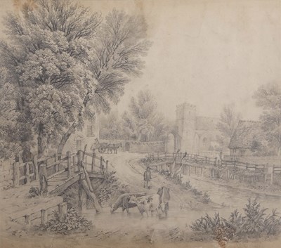 Lot 465 - British School, 19th century, Village study...