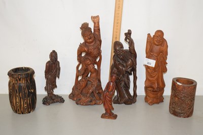 Lot 7 - Group of various Chinese hardwood figures and...