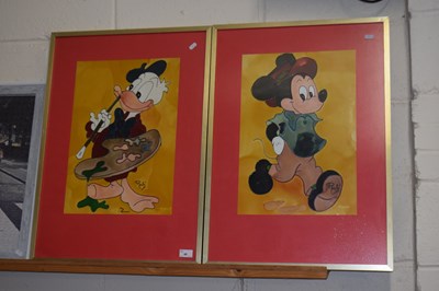 Lot 40 - Two framed studies Mickey Mouse and Donald Duck