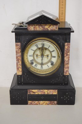 Lot 42 - A Victorian black slate and marble mounted...