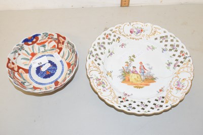 Lot 50 - A continental porcelain lattice work plate...