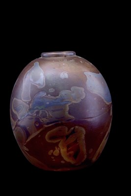 Lot 8 - Globular Studio glass vase, the brown ground...