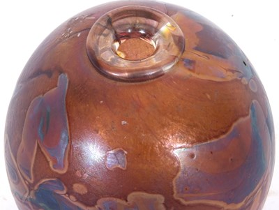 Lot 8 - Globular Studio glass vase, the brown ground...