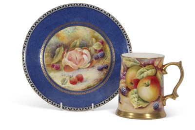 Lot 37 - Wedgwood plate painted with fruit, signed H...