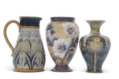 Lot 42 - Group of Doulton wares comprising a vase with...