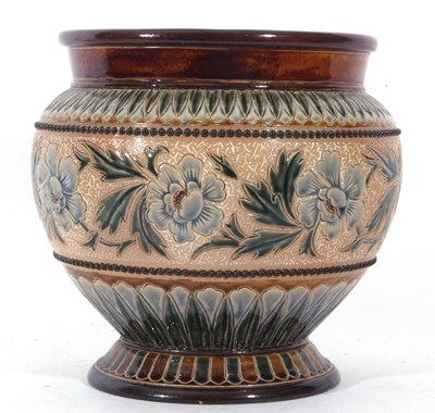 Lot 43 - Doulton Lambeth jardiniere with incised floral...