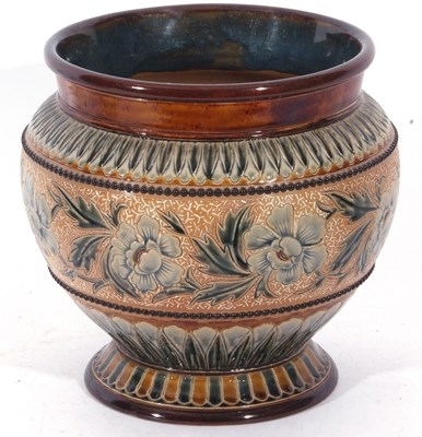 Lot 43 - Doulton Lambeth jardiniere with incised floral...