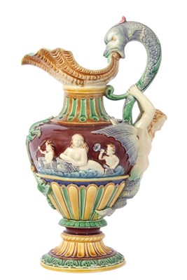 Lot 51 - Large Minton majolica jug decorated with...