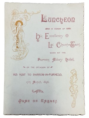 Lot 1146 - ANTIQUARIAN MENU: LUNCHEON IN HONOR OF HIS...