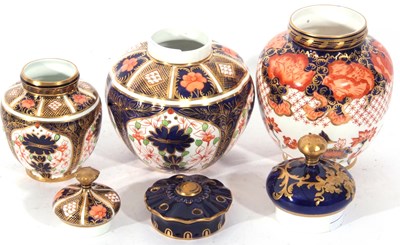 Lot 106 - Group of Royal Crown Derby wares, jars and...