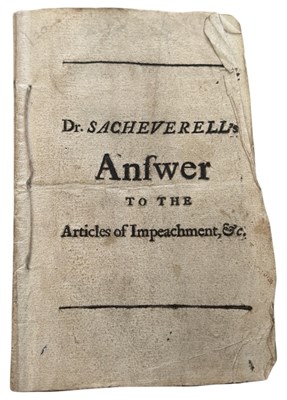 Lot 1142 - ANSWER OF HENRY SACHEVERELL. D.D. TO THE...