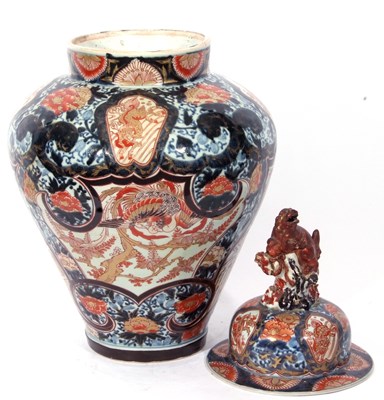 Lot 112 - Large Japanese Arita jar and cover, early 19th...