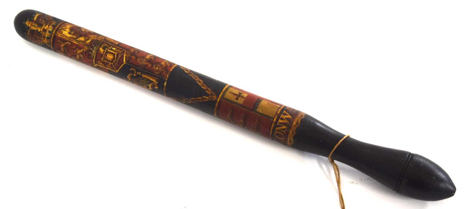Lot 85 - William IV painted wooden police truncheon...