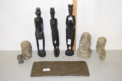 Lot 7 - A set of three African hardwood figures,...