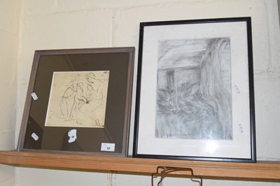 Lot 40 - Two framed drawings to include one pen and ink...