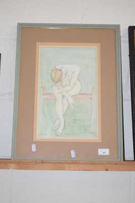 Lot 41 - A framed watercolour of a female nude