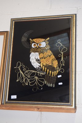 Lot 45 - A framed collage tapestry of an owl