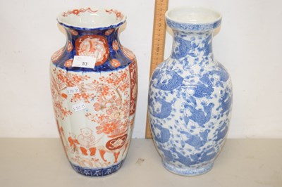 Lot 53 - A medium sized Japanese Imari vase together...