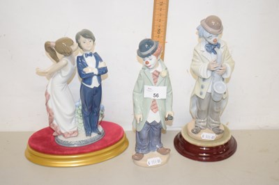 Lot 56 - Three Lladro figures to include clown with...