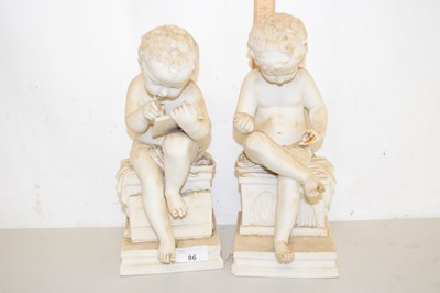 Lot 86 - A pair of Parion type porcelain figures or...